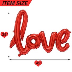 Large LOVE Foil Balloons Banner,42 Inch Mylar Foil Letters Balloons Red