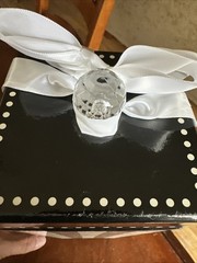 Wedding Nesting Gift card Money Gift Box/ Black and White Plaid Cream