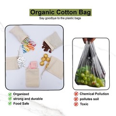 3″x4″ Cotton Single Drawstring Muslin Bags (Natural color)-50 count pack