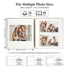 10×10 Inch Linen Self Adhesive Photo Album with Window, 40 Pages Large Scrapb…