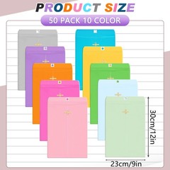 Geyee 50 Pcs 9 x 12 Inch Clasp Envelopes Letter Size Mailing Envelopes with Clas