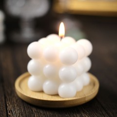 2 WHITE Bubble Cube Unscented Paraffin Wax CANDLES Wedding Centerpieces Events
