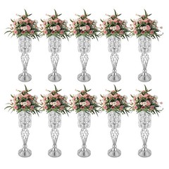 10PCS Silver Vases Wedding Centerpieces Flower Stand Table Decor Flower Vase