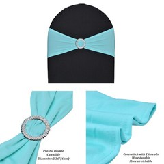 10pcs Turquoise Blue Spandex Stretch Chair Sash, Double Stitched Workmanship,…