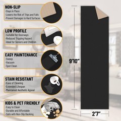 Hallway Runner Rug 2’7″ x 9’10» Non Slip Solid Area Rugs Easy to Clean Laundr…