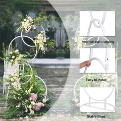 Detachable Tall 2M Metal Balloon Arch Kit Wedding Backdrop Stand 8 Circle Frames