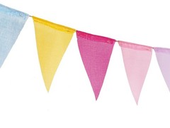 Colorful Pennant Banner, 24pcs Pre-Strung Imitated Burlap Fabric Pastel Rainb…