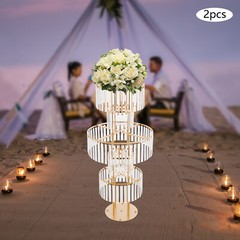 2Pcs 5 Tier Acrylic Flower Stand With Pendants Party Wedding Event Desktop Decor