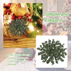 6 Pcs 4 Inch Grosgrain Curly Bows for Gift Wrapping Self-Adhesive Deep Green