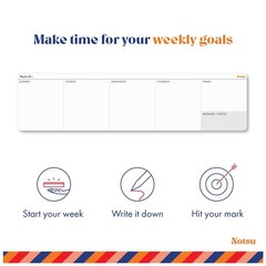 Notsu Weekly Planner Notepad | Tear Off Desk Calendar Pad, Undated | Mini Des…
