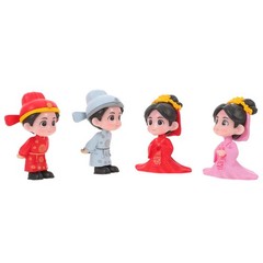 4Pcs Reusable Bride and Groom Figurines Wedding Cake Toppers Assorted Color