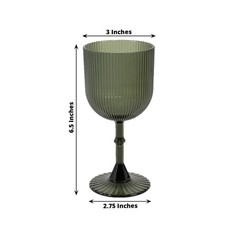 12 HUNTER GREEN Plastic Wine Glasses Vintage Ribbed Pattern Events Decorations