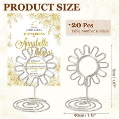 20Pcs Cards Stand Menu Clips Sunflowers Card Photo Holders Silver