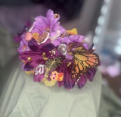 Handmade Purple Antique Brooch Artificial Flower Butterfly Wedding Bouquet