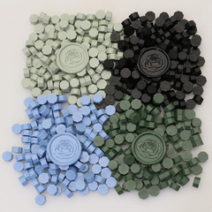300Pcs Wax Seal Beads Set with Non-Slip Melt Spoon and Candles, Olive Green Seal