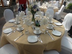 10 ROUND 90″ BURLAP TABLECLOTH NATURAL TABLE COVER WEDDING PARTY USA *SALE*