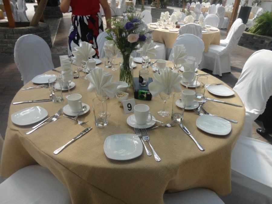 8 pack 90″ ROUND BURLAP TABLECLOTH NATURAL TABLE COVER WEDDING PARTY USA *SALE*