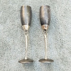 Vintage Silver Plate Toasting Flute Wedding Goblets Made by Things Remembered