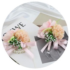 Pink Corsage and Boutonniere Set Rose Silk Wrist Corsage for Prom Wedding Bri…