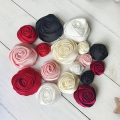 5pcs Satin Ribbon Rose Flowers DIY Wedding Bridal Bouquet Dress Decor