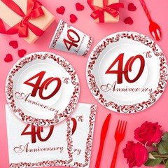 APOWBLS 40th Anniversary Decorations Tableware – Ruby Wedding