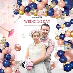 68 Pack Confetti Latex Balloons, 12 inch Birthday Balloons Navy Blue Rose Gold