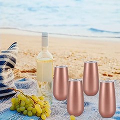 Pack Insulated Champagne Tumblers, Stemless Oz Wine Flutes, 6 #Rose Gold