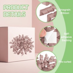 6 Pcs 4 Inch Grosgrain Curly Bows for Gift Wrapping Self-Adhesive Deep Pink