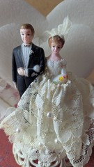 Vintage MCM Bride and Groom Wedding Anniversary Cake Topper