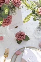 Artificial Flowers 25pcs Real Looking Dusty Rose Foam Fake Roses with Stems