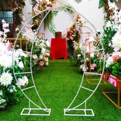 2PCS Wedding Backdrop Crescent Moon Arch Stand Party Venue Wrought Iron Frame 2M