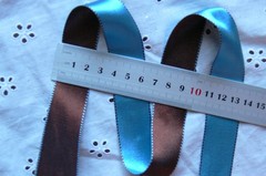 BROWN & AQUA Duo Quality Satin Reversible &Stitch Edged 100% Poly 5Met 25mm CL14