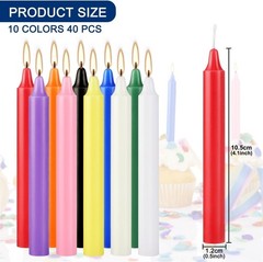 Howemon 40 Pack Assorted Color Spell Chime Candles, 4 Black, 4″40pcs-Colored