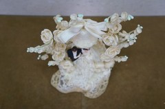 Mid Century 1950s Bride & Groom Marriage Wedding Cake Topper Arch 11″