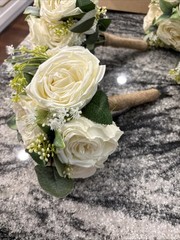 Set of 6 Wedding Bridesmaid Bouquets – 7 Inch Ivory Artificial Flowers Bouque…