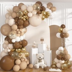 Balloons Arch Kit, 152 Pcs Beige Nude Sand White Metallic Gold Confetti Brown