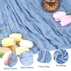 XSEINO 2 Pieces 10FT Sage Green and Dusty Blue Cheesecloth Table Runner Boho