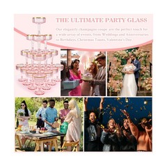 30 Pack Pink Champagne Glasses Tower 7 OZ Plastic Coupe Glasses With Gold Rim…
