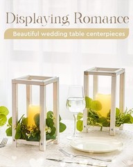 Rustic Wooden Lantern Centerpieces 16pcs Wedding Party Table Decor Flameless LED