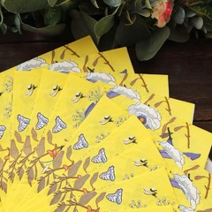 20 Yellow 13×13 in Cocktail Paper Napkins Floral Design Wedding 13″,