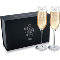 50th Anniversary Champagne Flutes for 2 Count (Pack of 1),