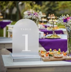 Arch Frosted Acrylic Table Numbers 1-15 Stands 5×7 Wedding Signage Centerpiece
