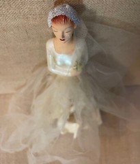 Vintage Chalk Ware? Bride Wedding Cake Topper UNIQUE Approx 11 inches tall