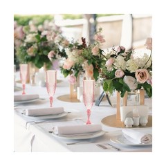100PCS Plastic Champagne Flutes,7.1Oz Acrylic Pink Wine Glasses Goblets Reusa…