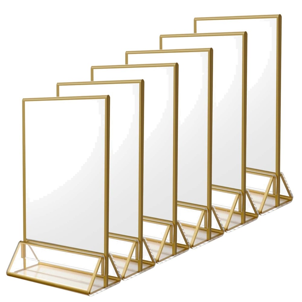 Acrylic Vertical Table Number Holders with Gold Borders