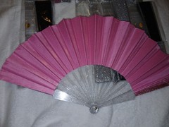 2pk Womens Foldable Plastic/Polyester Hand Fan Party Favors Glittery…