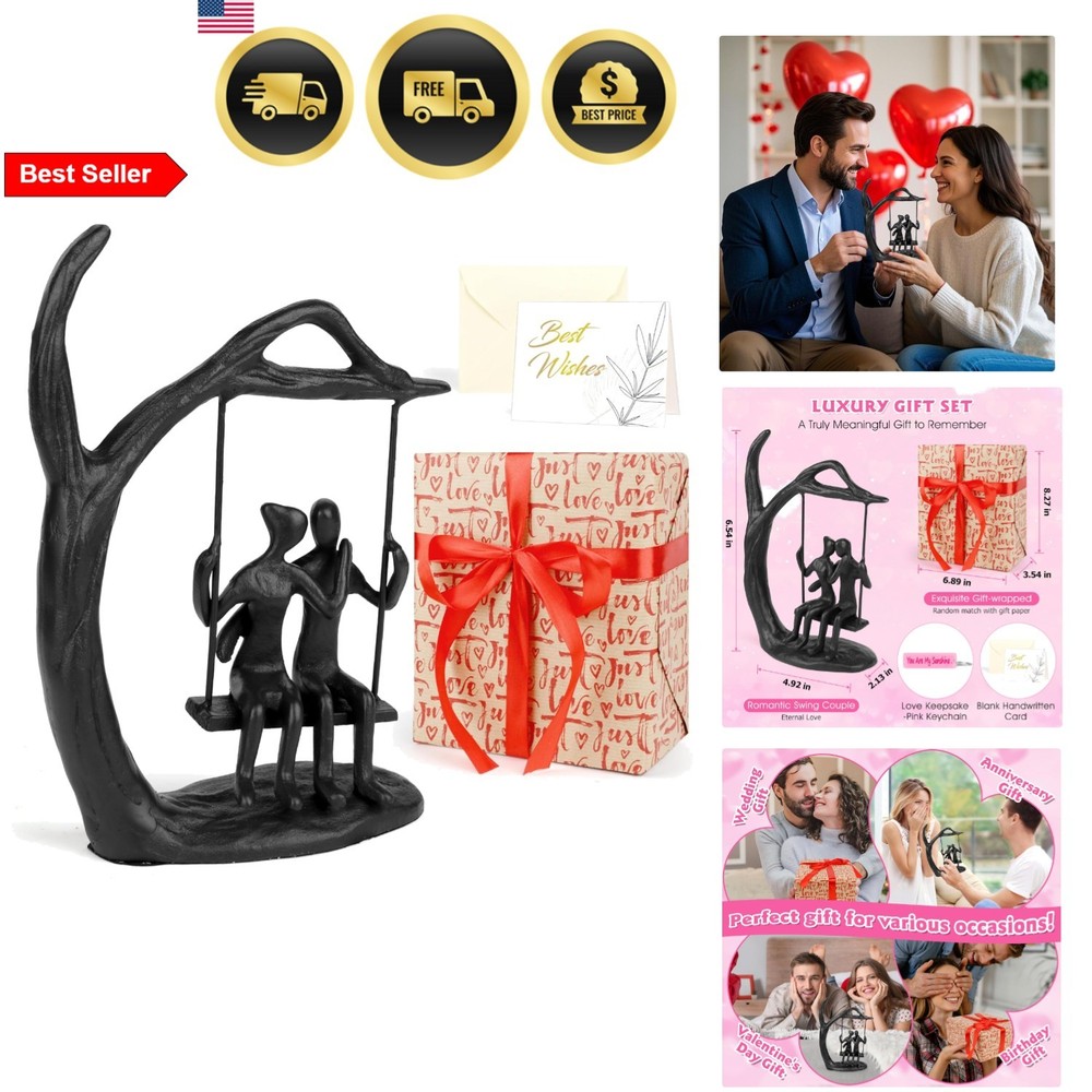 Romantic Love Couple Statue Gift Set Iron Sculpture Anniversary Birthday Vale…