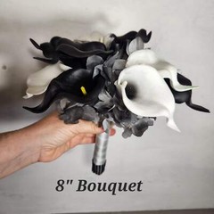 Black Ivory White Calla Lily Bridal Wedding Bouquet Accessories