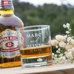 Wedding Personalised Engraved Wedding Bride Groom Whiskey Scotch Glasses Favour