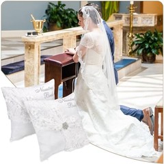 Nuestra Boda Wedding Kneeling Pillows Cover Set of 2, 16 x 16 Inch Embroidered